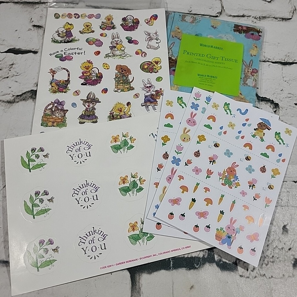 Easter Crafts Bundle Current Stickers and Printed Tissue Paper Lot New